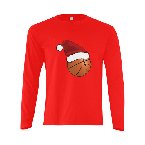 Santa Hat Basketball Christmas Sunny Men's T-shirt (long-sleeve) (Model T08)