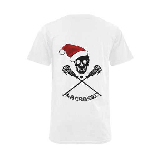 Santa Hat Lacrosse Skull Christmas Men's V-Neck T-shirt  Big Size(USA Size) (Model T10)