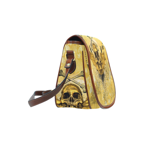 Awesome skull in golden colors Saddle Bag/Large (Model 1649)
