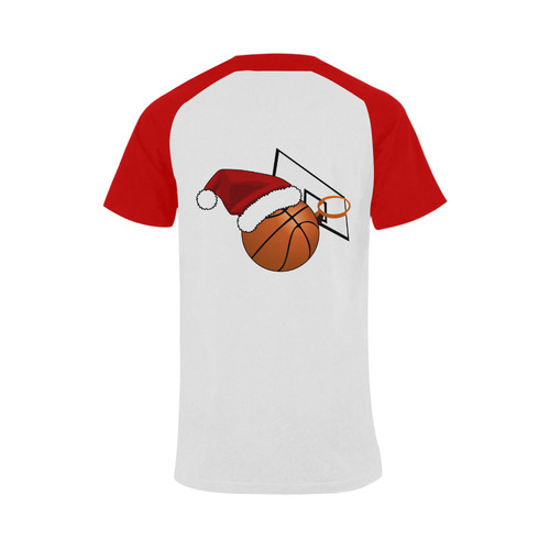 Santa Hat Basketball And Hoop Christmas Men's Raglan T-shirt Big Size (USA Size) (Model T11)