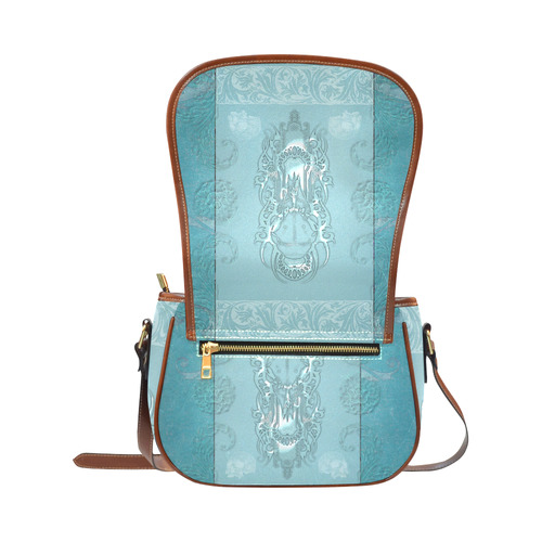 Soft blue decorative design Saddle Bag/Small (Model 1649) Full Customization