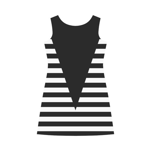 Geometric Style Black solid Stripes Big Triangle Bateau A-Line Skirt (D21)