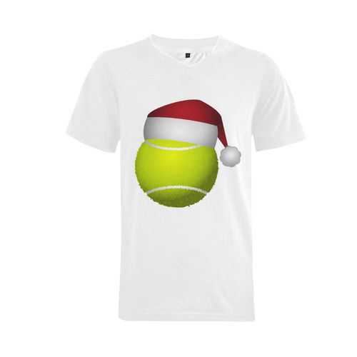 Santa Hat Tennis Ball Christmas Men's V-Neck T-shirt (USA Size) (Model T10)