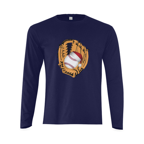 Santa Hat Baseball and Glove Christmas Sunny Men's T-shirt (long-sleeve) (Model T08)