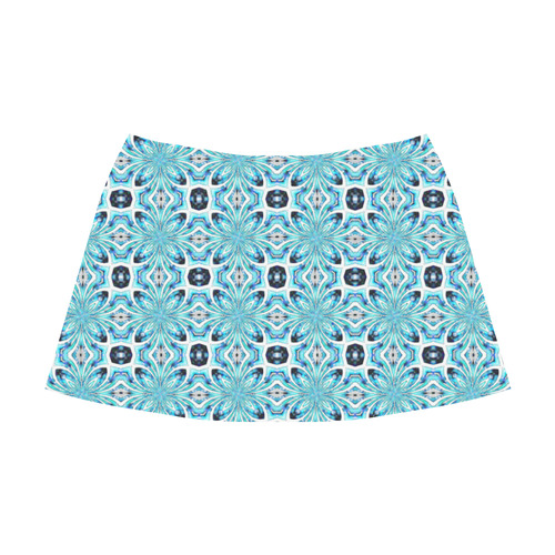 Blue Abstract Mnemosyne Women's Crepe Skirt (Model D16)