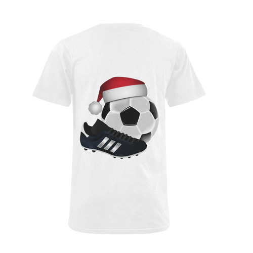 Santa Hat Soccer Ball and Shoe Christmas Men's V-Neck T-shirt (USA Size) (Model T10)