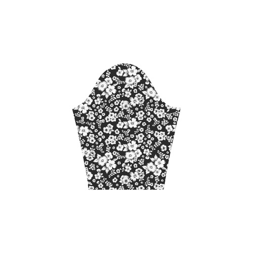 Fine Flowers Pattern Solid Black White Elbow Sleeve Ice Skater Dress (D20)