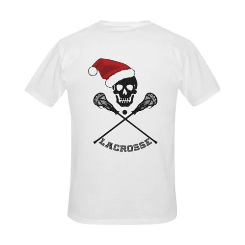 Santa Hat Lacrosse Skull Christmas Men's Slim Fit T-shirt (Model T13)