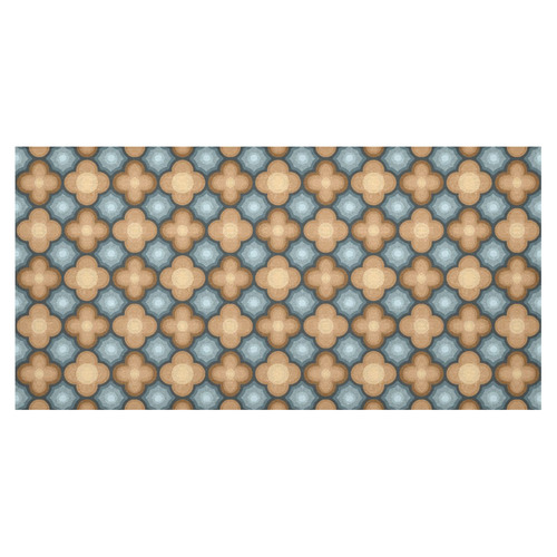 Brown and Blue Pattern Cotton Linen Tablecloth 60"x120"
