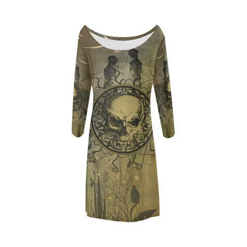 Amazing skull with skeletons Bateau A-Line Skirt (D21)
