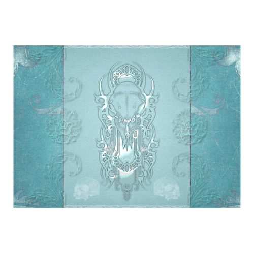 Soft blue decorative design Cotton Linen Tablecloth 60"x 84"