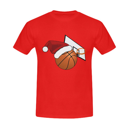 Santa Hat Basketball And Hoop Christmas Men's Slim Fit T-shirt (Model T13)