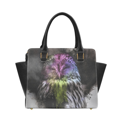 Abstract colorful owl Classic Shoulder Handbag (Model 1653)