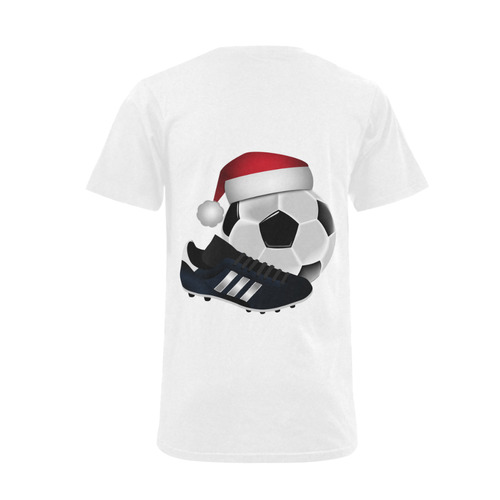 Santa Hat Soccer Ball and Shoe Christmas Men's V-Neck T-shirt  Big Size(USA Size) (Model T10)