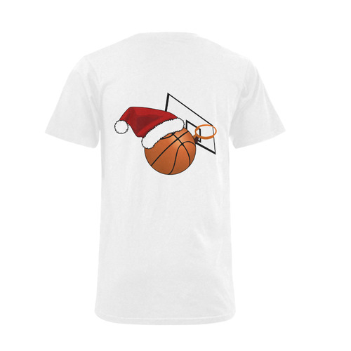 Santa Hat Basketball And Hoop Christmas Men's V-Neck T-shirt (USA Size) (Model T10)