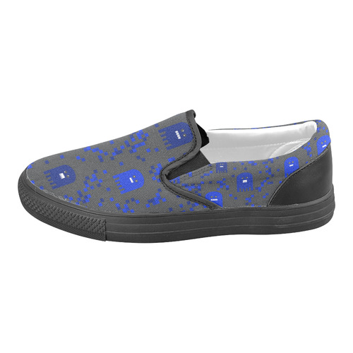 Blue Video Game Men's Slip-on Canvas Shoes (Model 019)