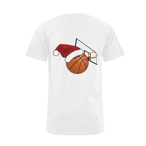 Santa Hat Basketball And Hoop Christmas Men's V-Neck T-shirt  Big Size(USA Size) (Model T10)