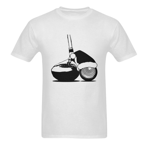 Santa Hat Golf Ball and Club Christmas Sunny Men's T- shirt (Model T06)