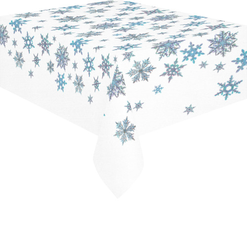 Snowflakes, Blue snow original design Cotton Linen Tablecloth 52"x 70"