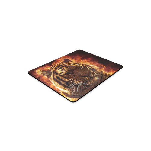 A magnificent tiger is surrounded by flames Rectangle Mousepad