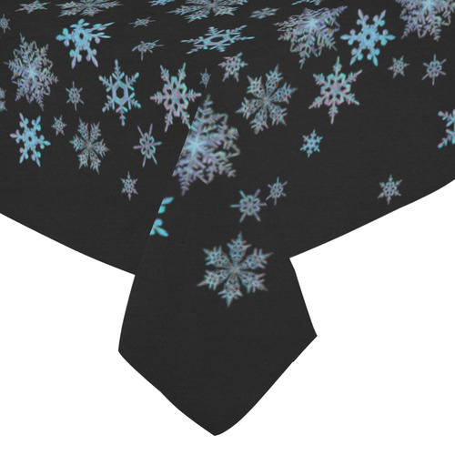 Snowflakes, Blue snow original design Cotton Linen Tablecloth 52"x 70"