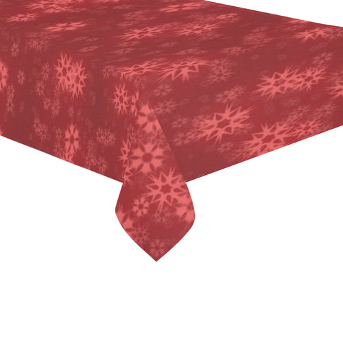 Snow stars red Cotton Linen Tablecloth 60"x 104"