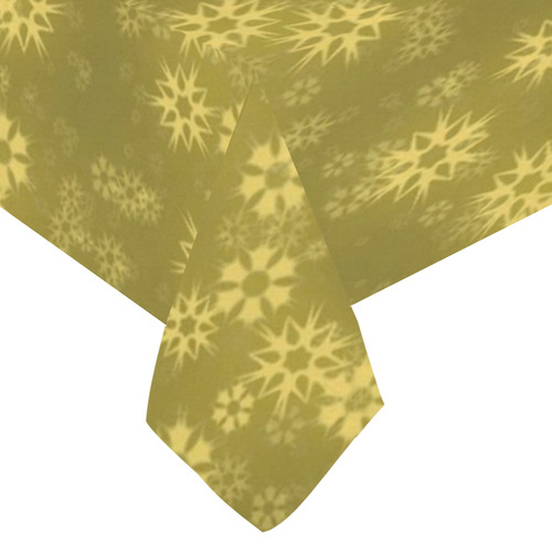 Snow stars golden Cotton Linen Tablecloth 60"x 104"