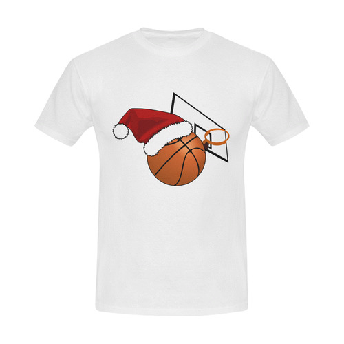Santa Hat Basketball And Hoop Christmas Men's Slim Fit T-shirt (Model T13)