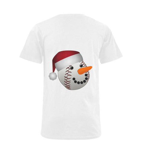 Santa Hat Baseball Cute Face Christmas Men's V-Neck T-shirt (USA Size) (Model T10)