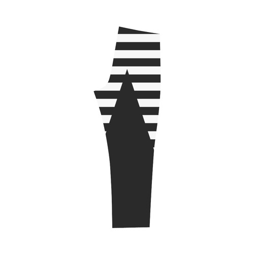 Geometric Style Black solid Stripes Big Triangle Capri Legging (Model L02)