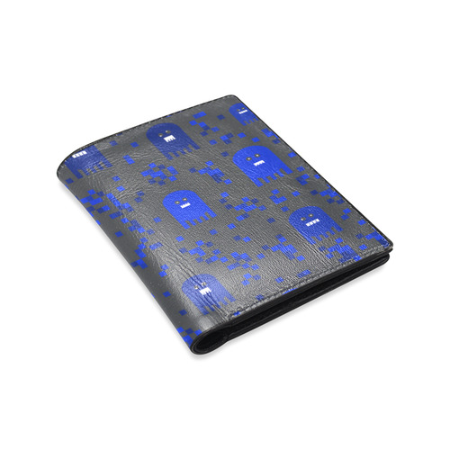 Blue Video Game Men's Leather Wallet (Model 1612)