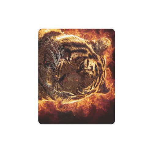 A magnificent tiger is surrounded by flames Rectangle Mousepad