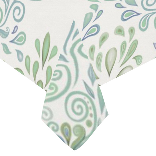 Blue and Green watercolor pattern Cotton Linen Tablecloth 60"x120"