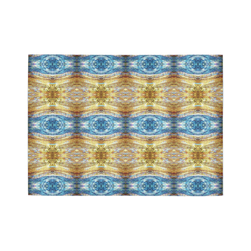 Gold and Blue Elegant Pattern Area Rug7'x5'