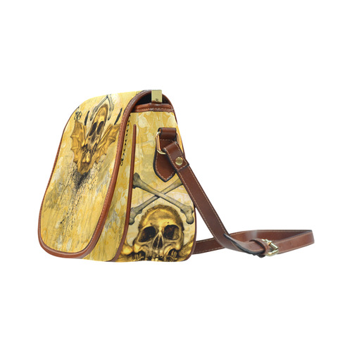 Awesome skull in golden colors Saddle Bag/Large (Model 1649)