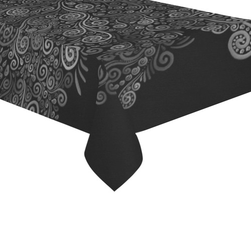 Black and White Rose Cotton Linen Tablecloth 60"x120"