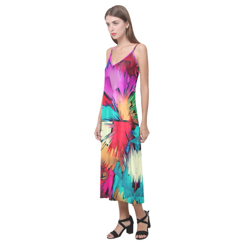 Mirror Bang by Nico Bielow V-Neck Open Fork Long Dress(Model D18)