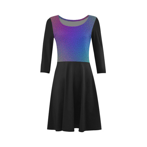 Rainbow Fine Art Grid Black 3/4 Sleeve Sundress (D23)