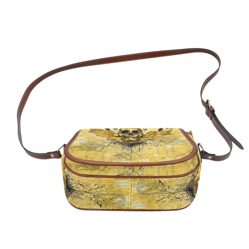 Awesome skull in golden colors Saddle Bag/Large (Model 1649)