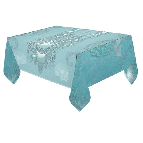 Soft blue decorative design Cotton Linen Tablecloth 60"x 84"