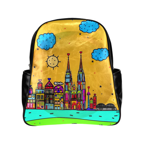 Cologne / Köln Popart by Nico Bielow Multi-Pockets Backpack (Model 1636)