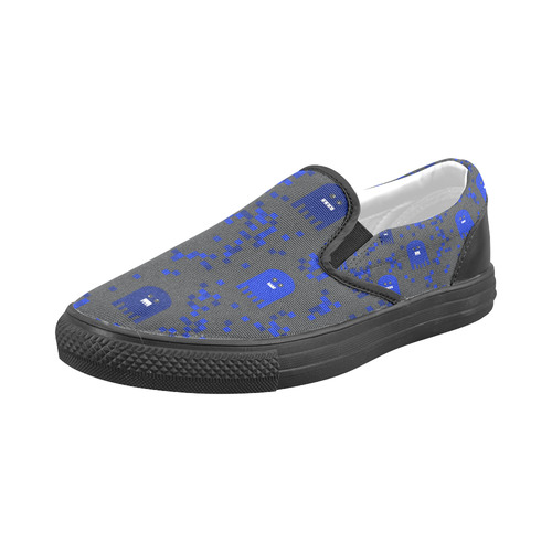 Blue Video Game Men's Slip-on Canvas Shoes (Model 019)