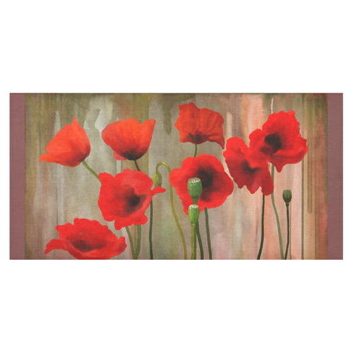 Poppies Cotton Linen Tablecloth 60"x120"