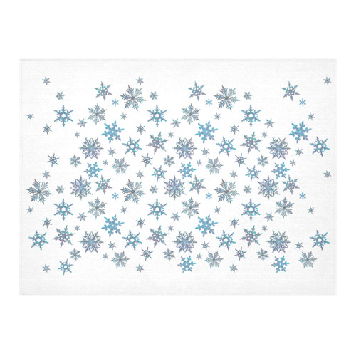 Snowflakes, Blue snow original design Cotton Linen Tablecloth 52"x 70"