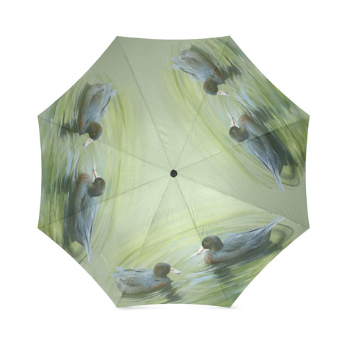 Blue Ducks in Pond - watercolors Foldable Umbrella (Model U01)