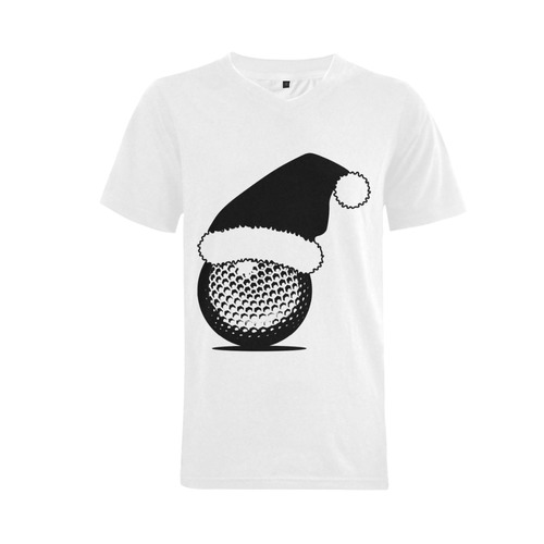 Santa Hat Golf Ball Christmas Men's V-Neck T-shirt  Big Size(USA Size) (Model T10)