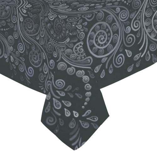 Soft Blue 3D Ornamental Cotton Linen Tablecloth 52"x 70"