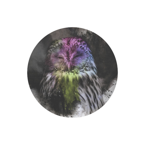 Abstract colorful owl Round Mousepad