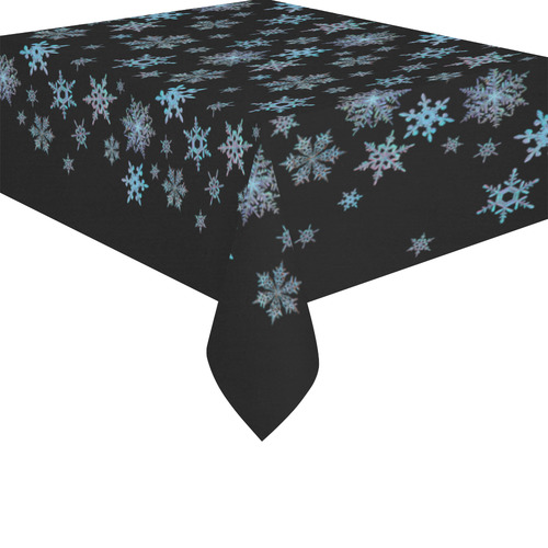 Snowflakes, Blue snow original design Cotton Linen Tablecloth 52"x 70"