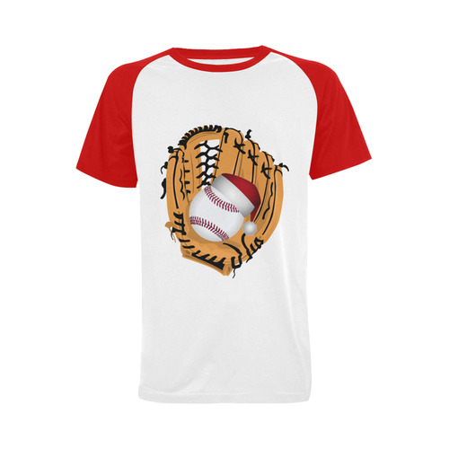 Santa Hat Baseball and Glove Christmas Men's Raglan T-shirt Big Size (USA Size) (Model T11)